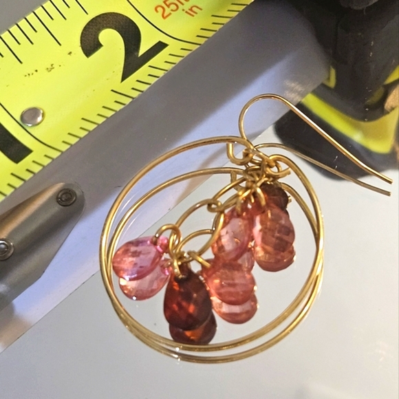 Gold Hoops With Crystals Dangling In The Center - Picture 4 of 4